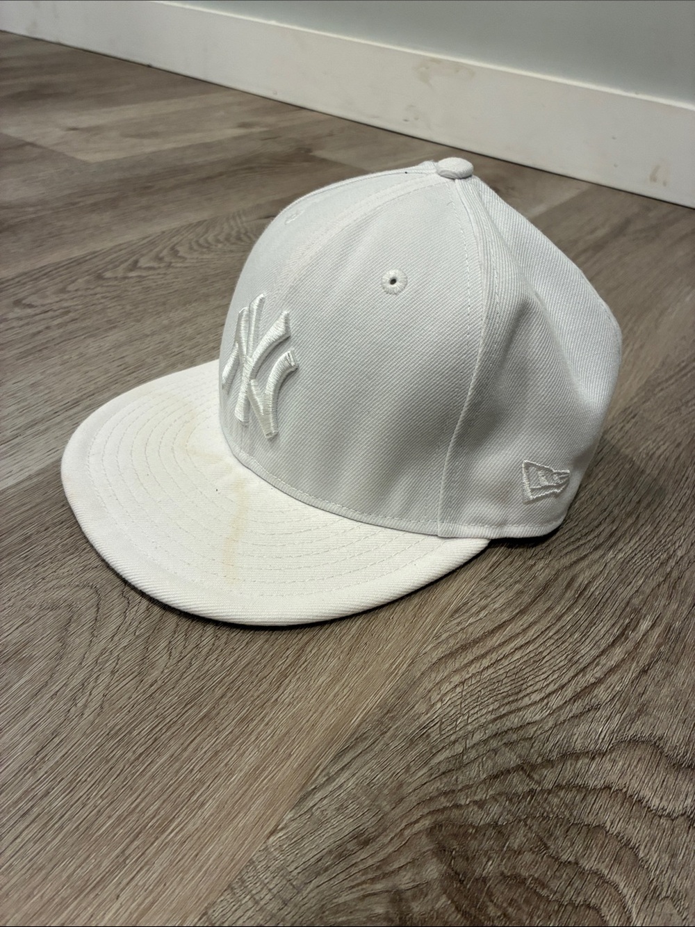 New Era All-White NY Logo Fitted Cap
